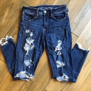 American Eagle Outfitters Women’s Next Level Stretch Jean Jegging Distressed Sz2